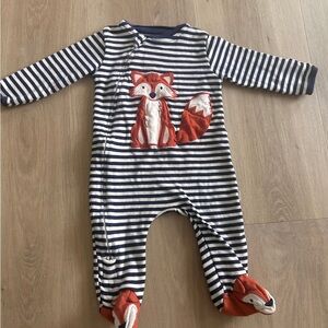 JoJo Maman Bebe Blue and White Striped Fox Footies